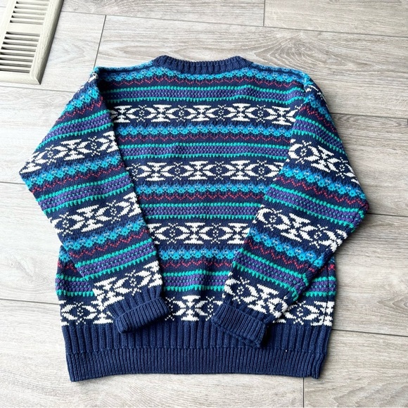 Vintage Northern Isles Blue Fair Isle Crew Neck Sweater Made in  Hong Kong - Picture 13 of 15